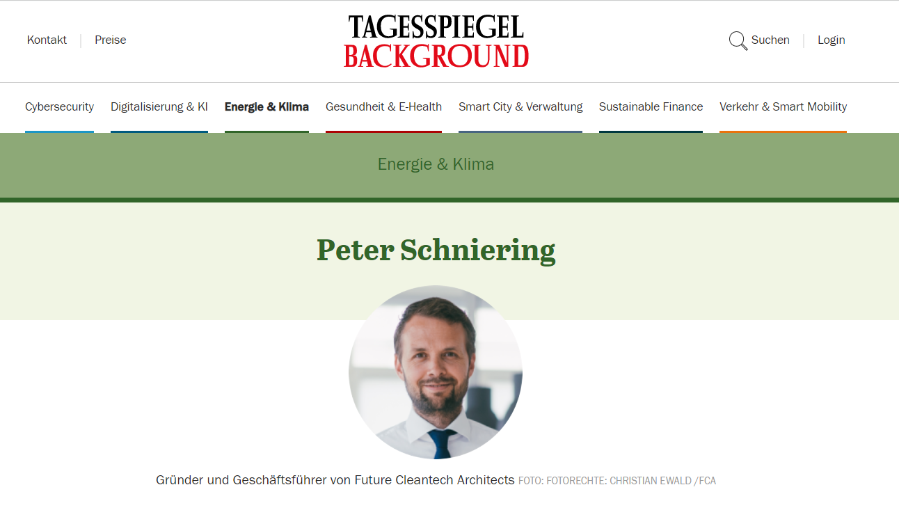 Our Founder Peter Schniering has been portrayed by German newspaper Tagesspiegel