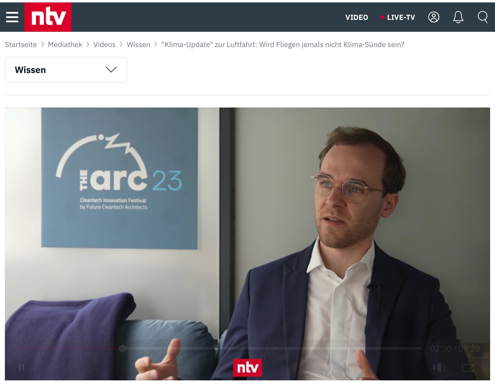 Aviation and The ARC Future Cleantech Festival on TV during prime time