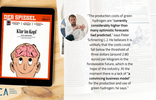 Future Cleantech Architects featured in German newsmagazine “Der Spiegel” article about a realistic view on ramping up the Hydrogen Economy