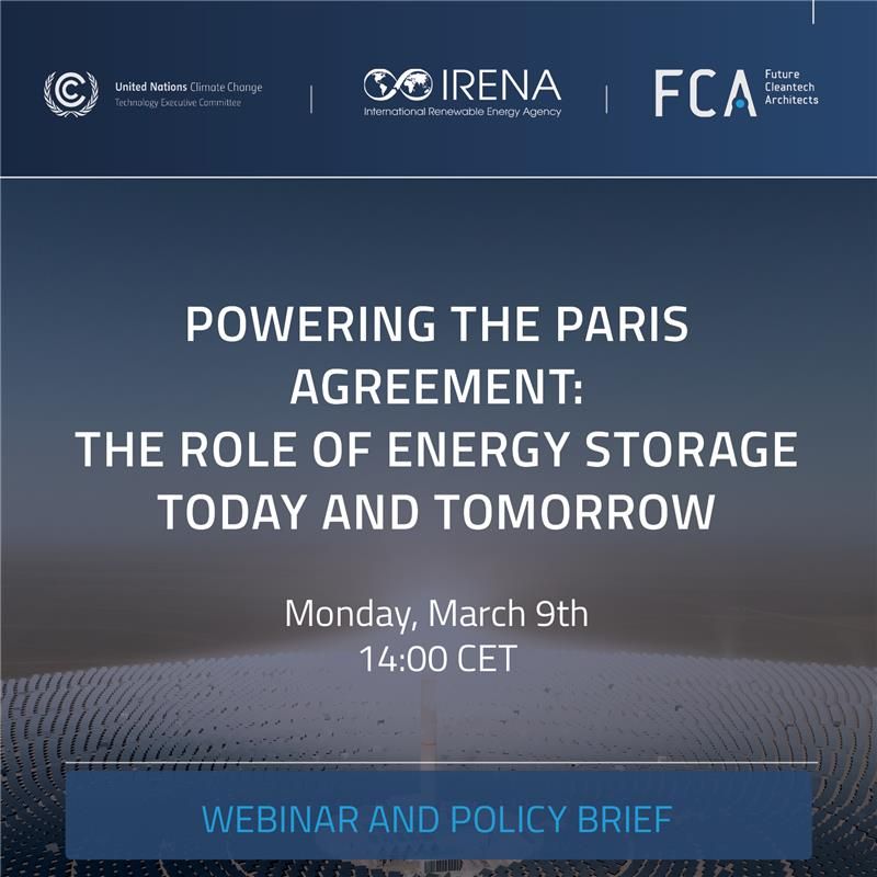 Join our upcoming webinar on the role of energy storage in delivering the Paris Agreement